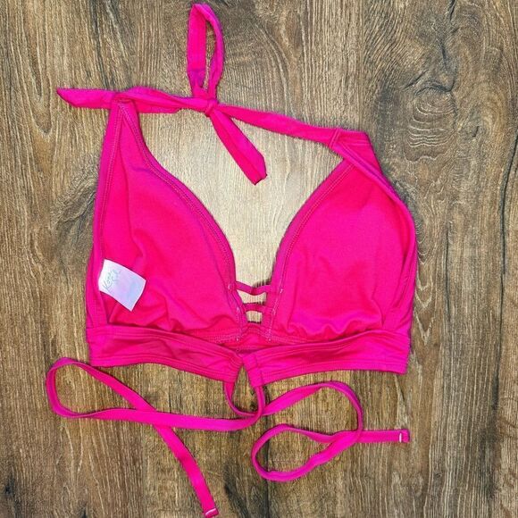 Kona Sol Pink Tie Back Triangle Bikini Top - Picture 5 of 6